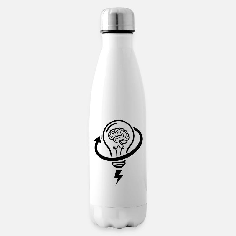 Gehirn und Lampe – Brainstorming-Sitzung - Isolierflasche - Weiß