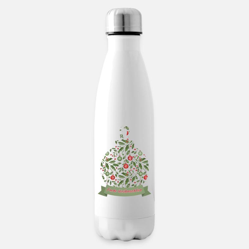 Weihnachtskugel mit Text Frohe Weihnachten - Isolierflasche - Weiß