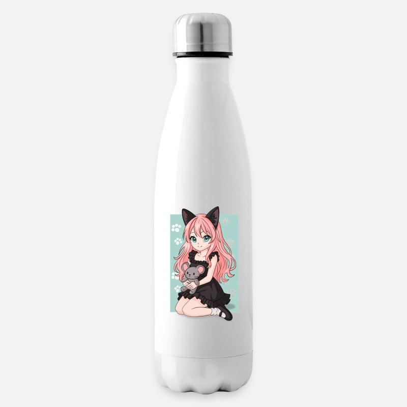fille_chat - Bouteille isotherme - blanc