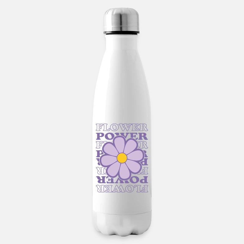 Flower-Power - Isolierflasche - Weiß