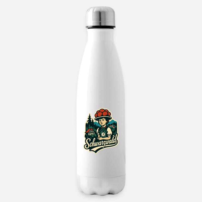 Schwarzwald Heimat Illustration mit Bollenht - Isolierflasche - Weiß