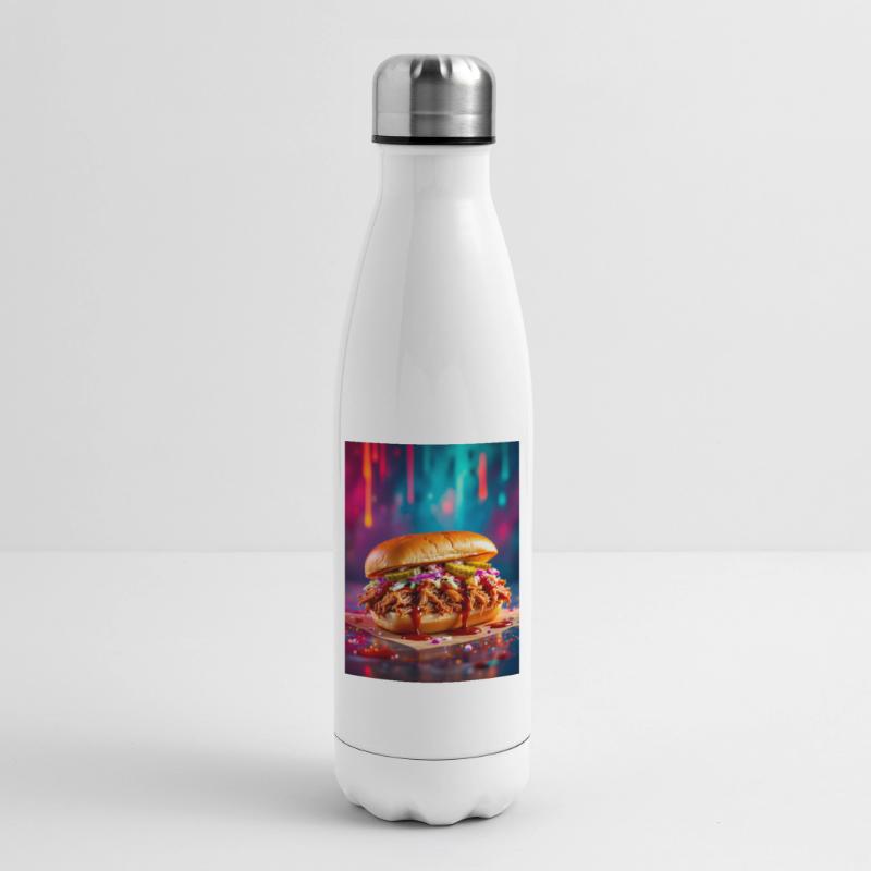 Juicy pulled pork burger surrounded by explosive Insulated Water Bottle