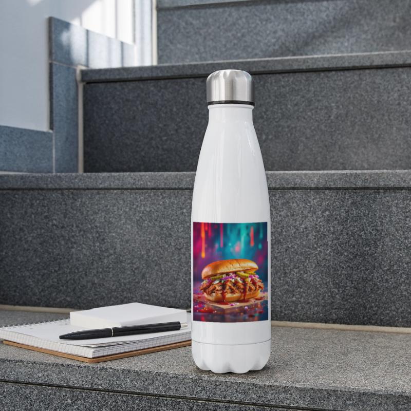 Juicy pulled pork burger surrounded by explosive Insulated Water Bottle