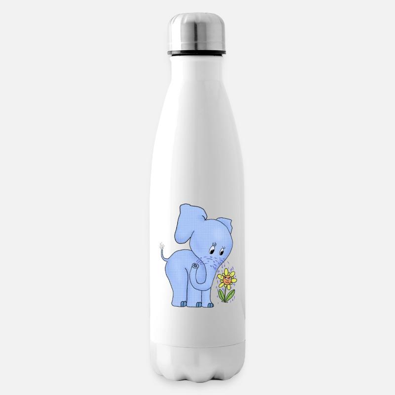 Elefant_und_Blume - Bouteille isotherme - blanc