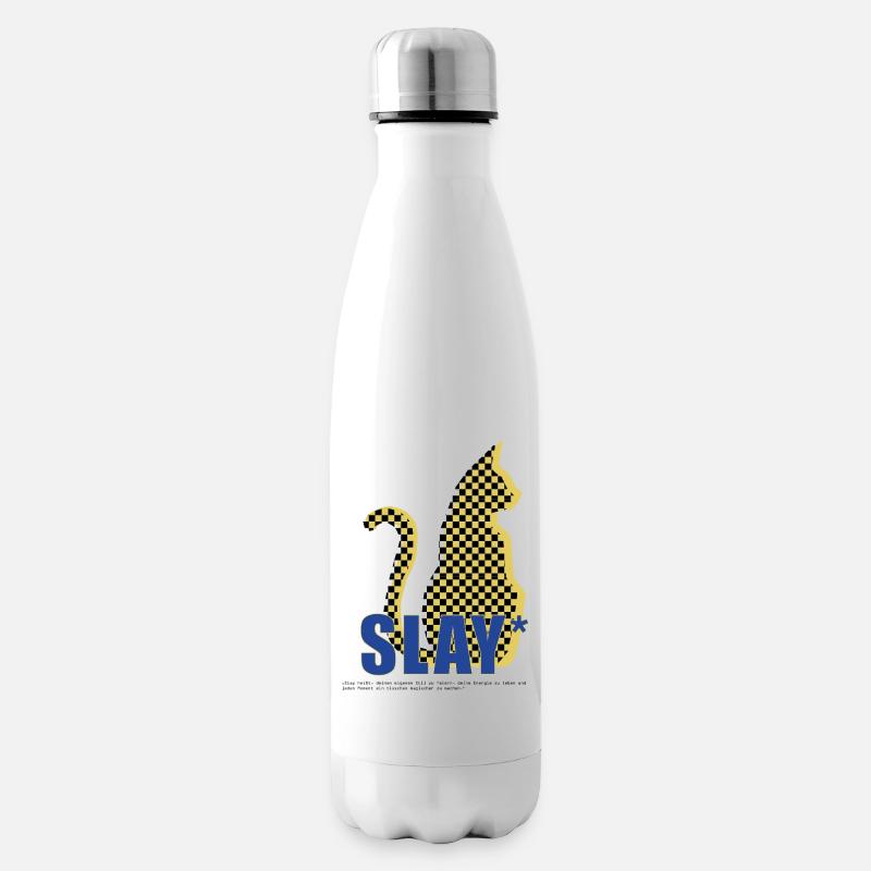 Slay Katze Checker Silhouette - Isolierflasche - Weiß