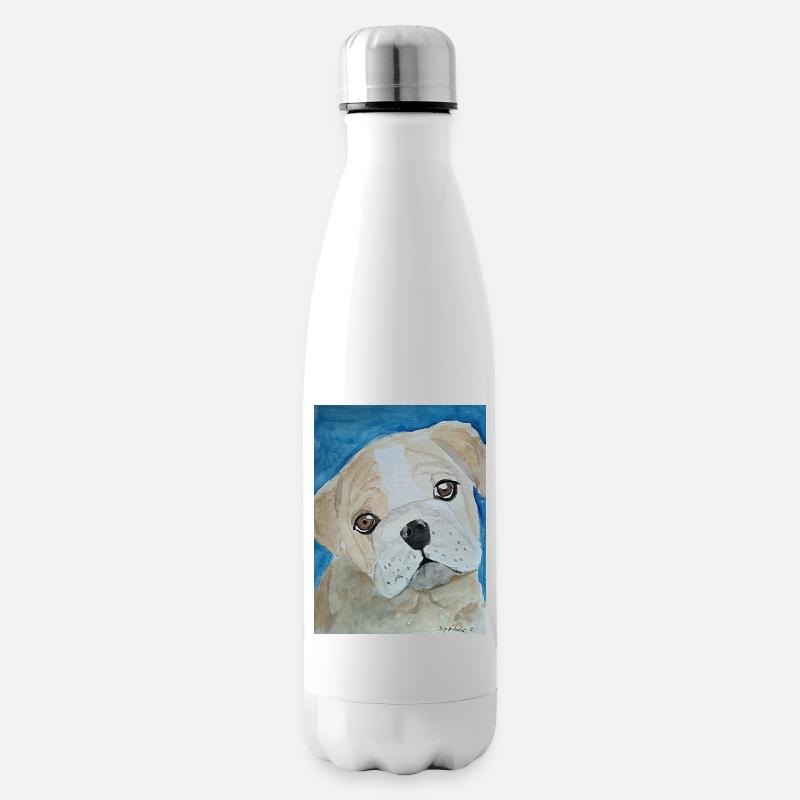 Bouledogue, Aquarelle, Chiot - Bouteille isotherme - blanc