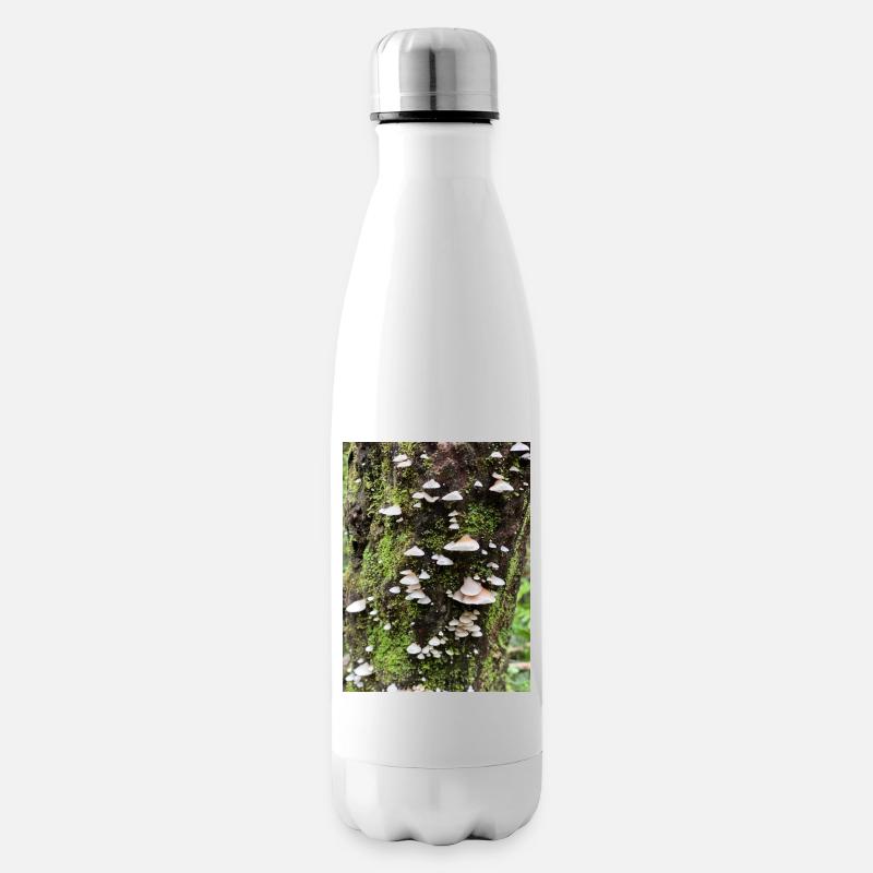 Moss-covered mushroom colony on the tree - Insulated Water Bottle - white