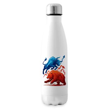 Bull vs. Bear Wall Street Stock Market Fight Stocks - Insulated Water Bottle - white - Right