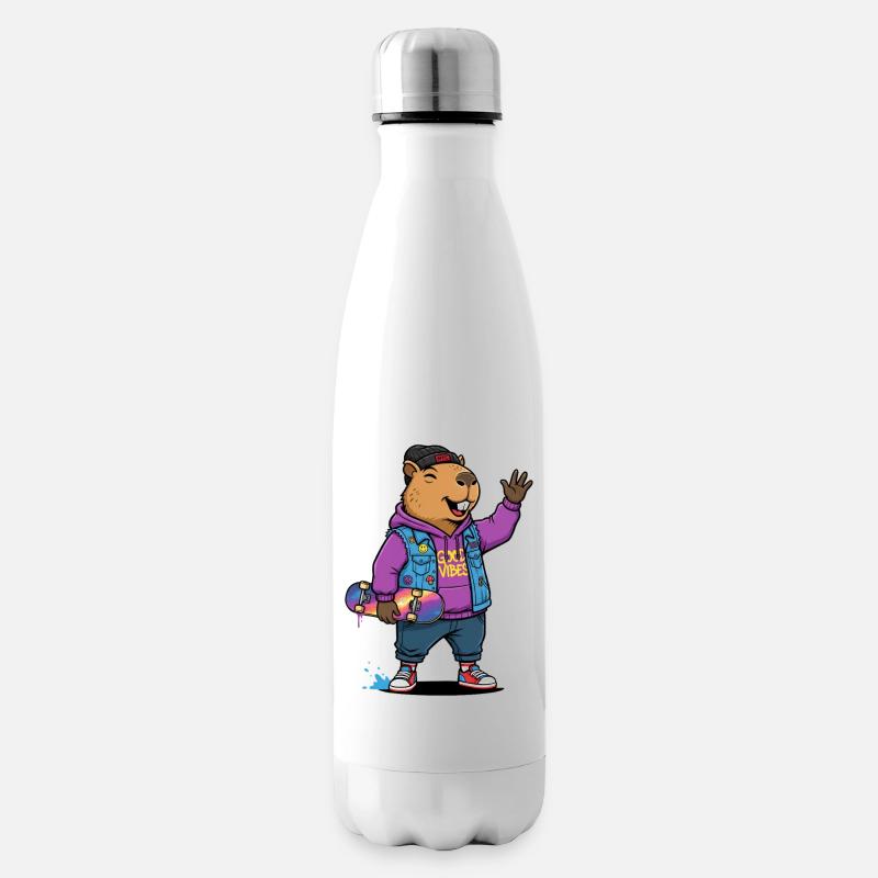 Beaver Skate Vibes Pullover Hoodie - Insulated Water Bottle - white