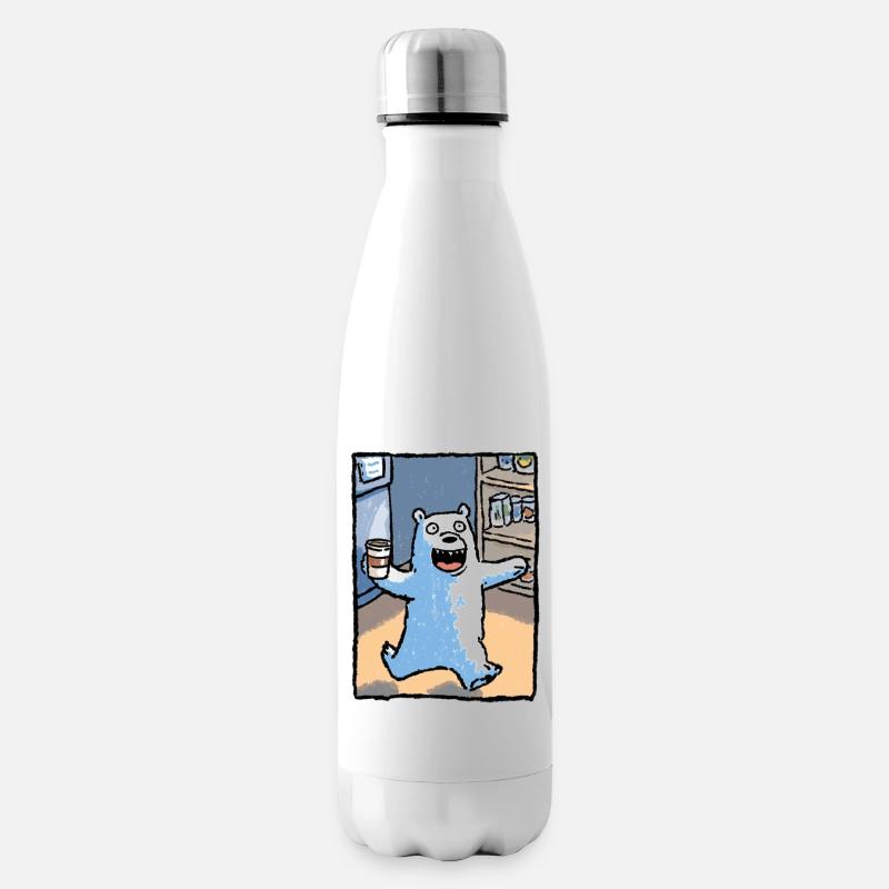 Kaffeebär im Laden - Isolierflasche - Weiß