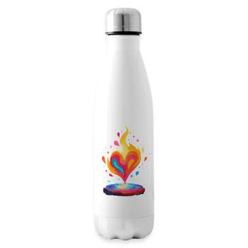 Lebendiges Flammenherz Kunstdruck - Isolierflasche - Weiß - Rechts