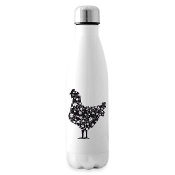 Fans de poulet - Coq - Coq - Poulet fleur - Bio - Bouteille isotherme - blanc - Droite