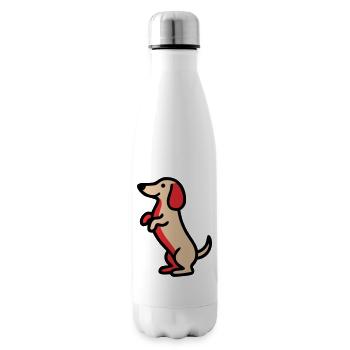 Süßer Dackel Hund Männchen Comic - Isolierflasche - Weiß - Rechts