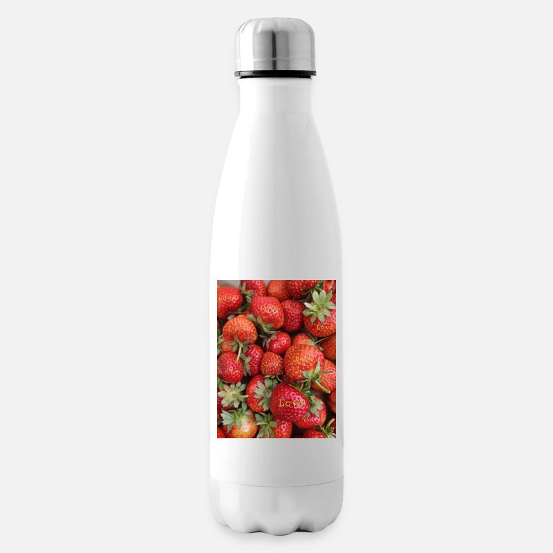 Erdbeeren - Isolierflasche - Weiß