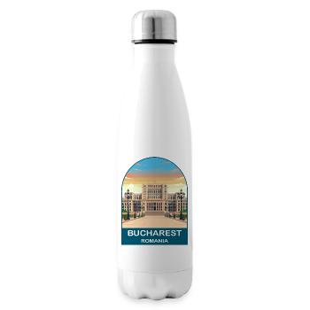Bukarest Rumänien Vintage-Reiseplakat - Isolierflasche - Weiß - Rechts