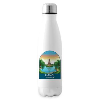Hanoi Vietnam Pagoda Vintage Travel Poster - Insulated Water Bottle - white - Right