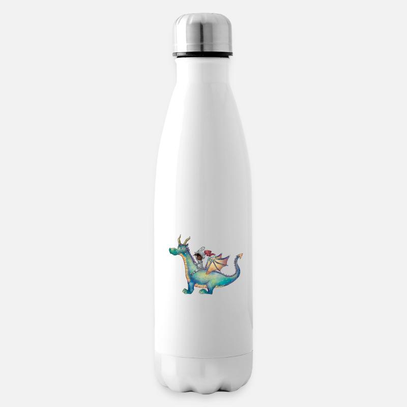 Mädchen mit Drachen auf magischem Abenteuer - Isolierflasche - Weiß