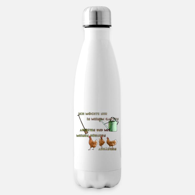 Hühner Garten Spruch - Isolierflasche - Weiß