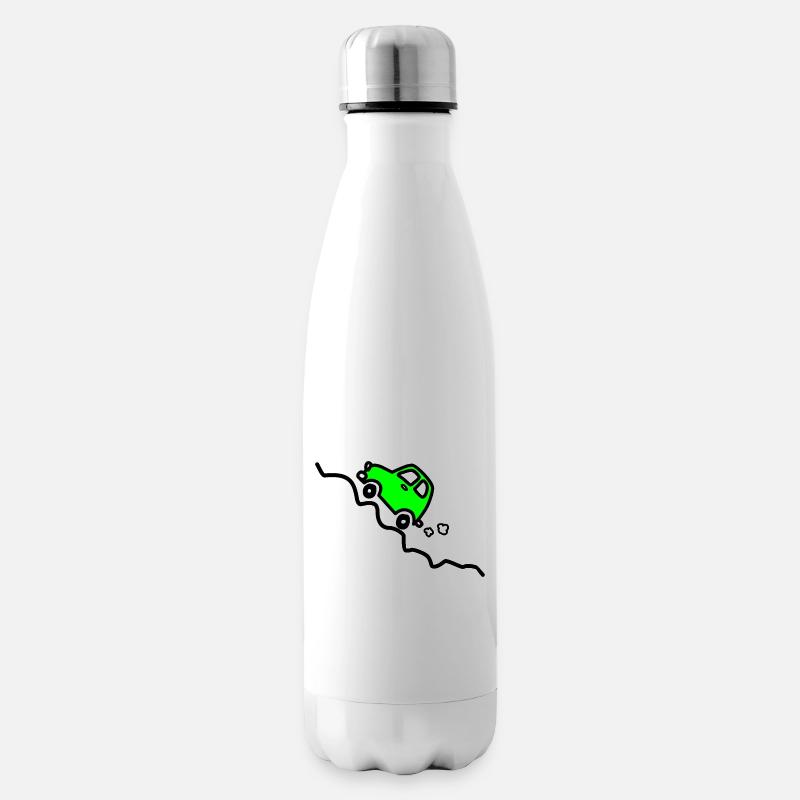 Une voiture verte monte une colline - Bouteille isotherme - blanc