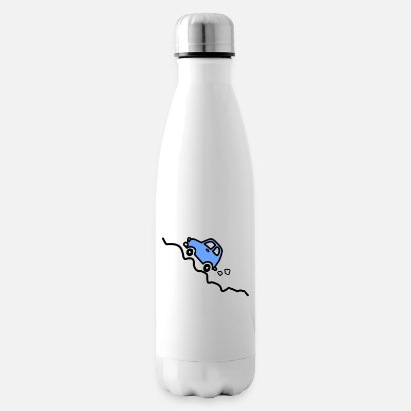 Blue car going up a hill - Insulated Water Bottle - white