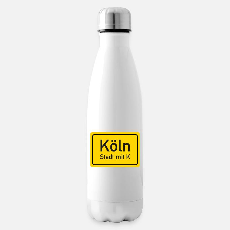 Kölner Ortsschild Deutschland - Isolierflasche - Weiß