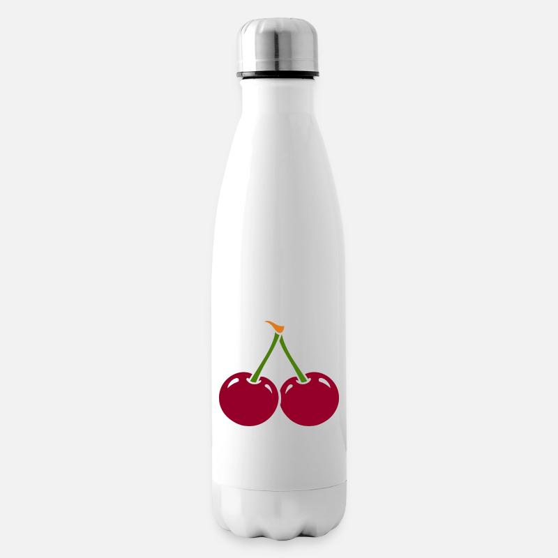 Kirschen - Isolierflasche - Weiß