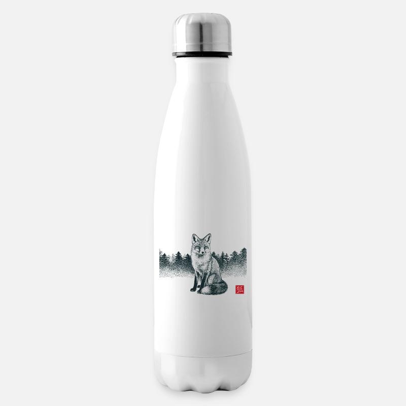 Kitsune Fuchs mit Hanko Stempel - Isolierflasche - Weiß