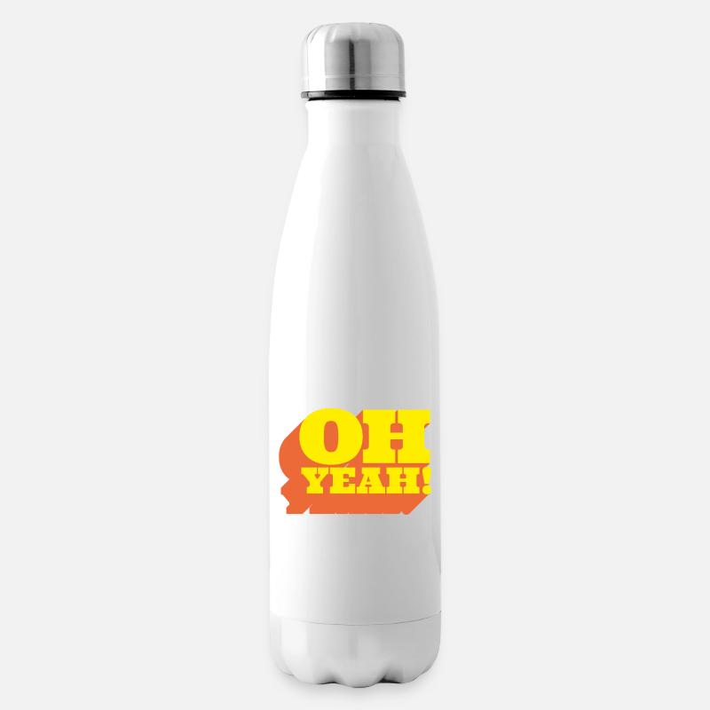 Oh Yeah! Positiver Statement-Spruch im Retro-Look - Isolierflasche - Weiß