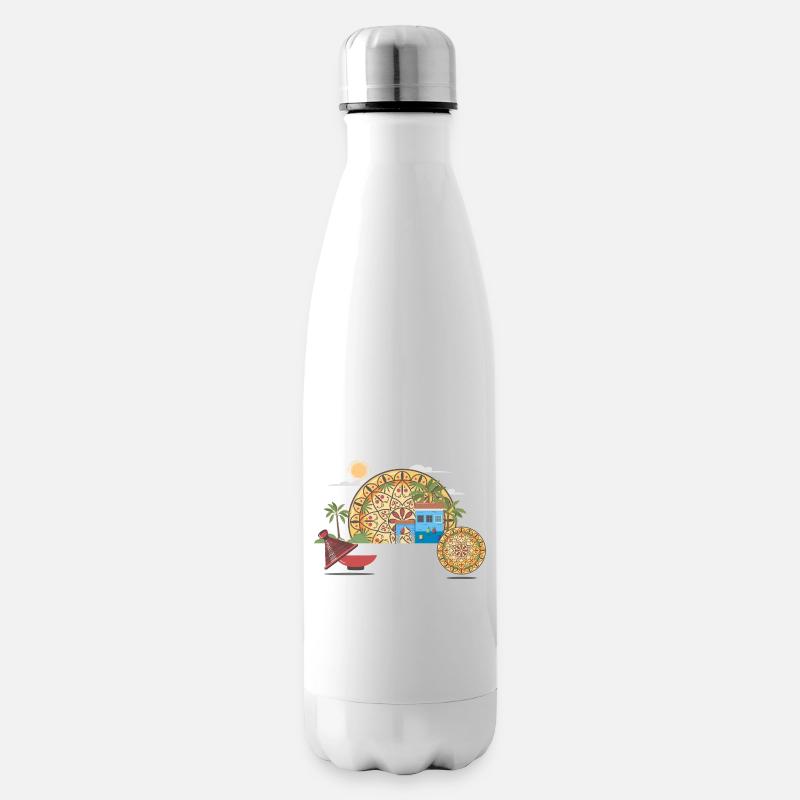 Moroccan Vector Mandala & Cultural Illustration - Bouteille isotherme - blanc