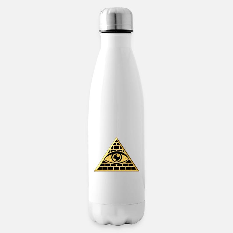 Œil qui voit tout dans le triangle - pyramide - Bouteille isotherme - blanc
