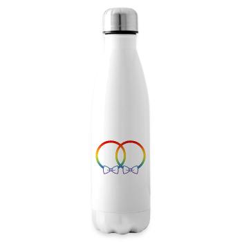Alliances LGBT Mariage Enterrement de vie de garçon Couple Arc-en-ciel Noeud papillon - Bouteille isotherme - blanc - Droite