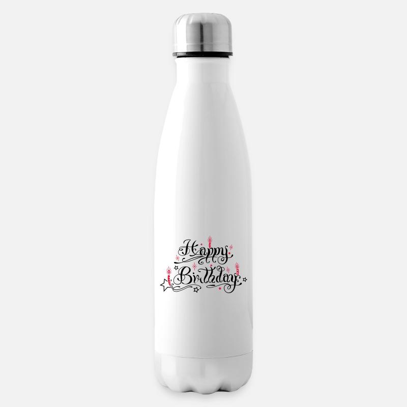 Joyeux anniversaire avec des bougies - Bouteille isotherme - blanc