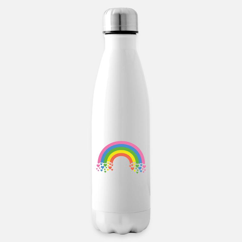 Arc-en-ciel avec des cœurs - Bouteille isotherme - blanc