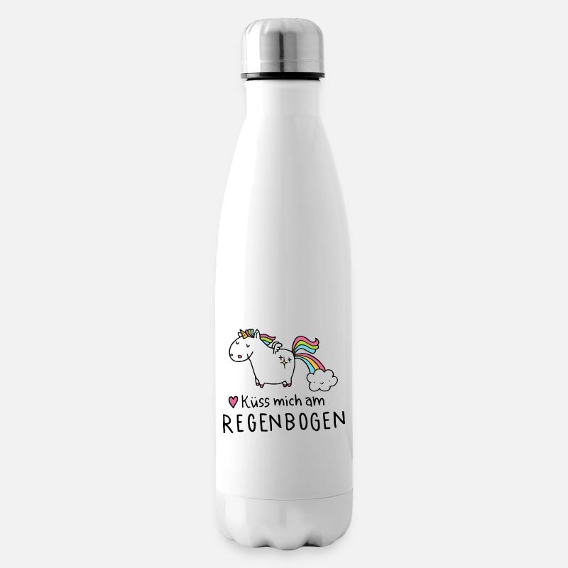 Kü mich am Regenbogen - Isolierflasche - Weiß
