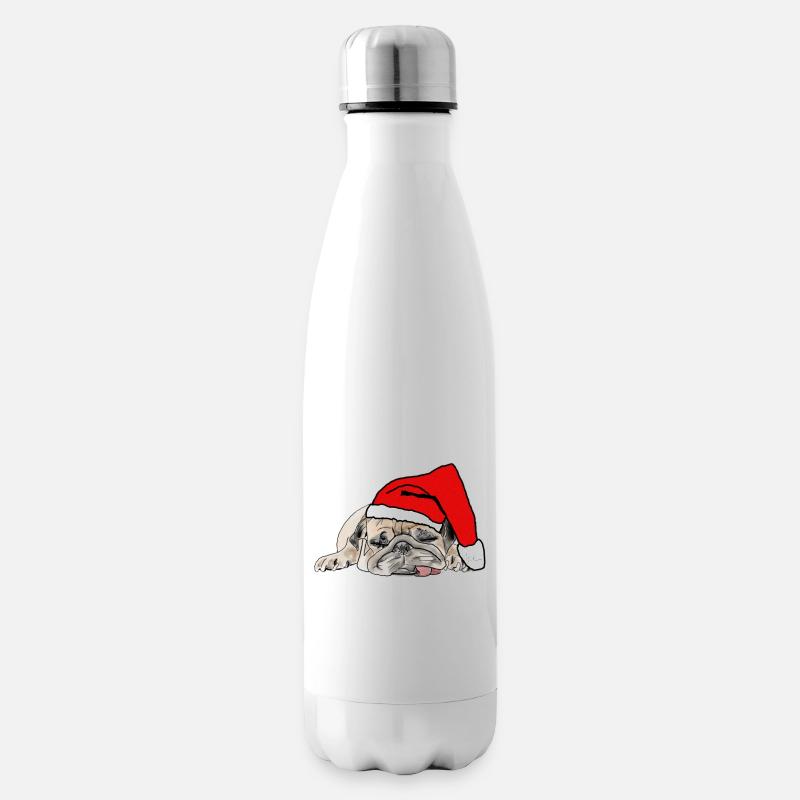 Mops Weihnachten - Isolierflasche - Weiß