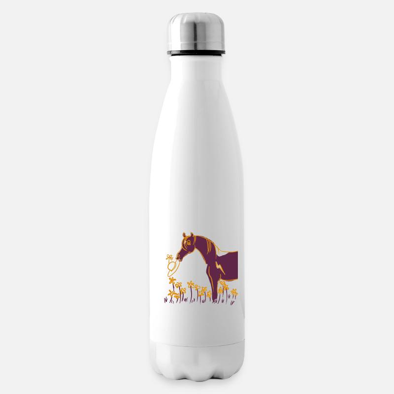 Pony mit Blumenhut - Isolierflasche - Weiß