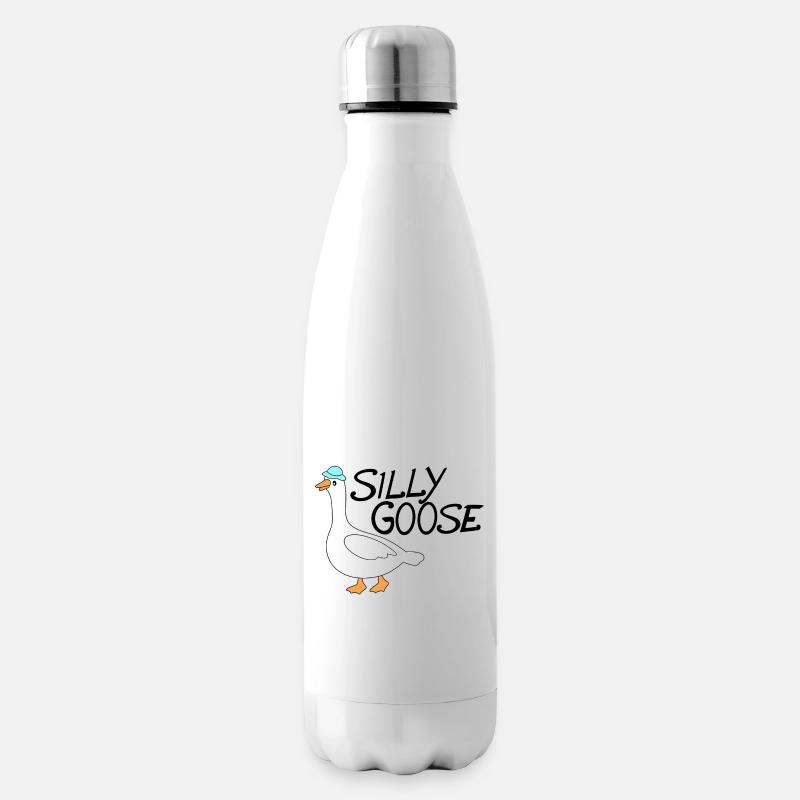 Dumme Gans mit lustigem Hut - Isolierflasche - Weiß