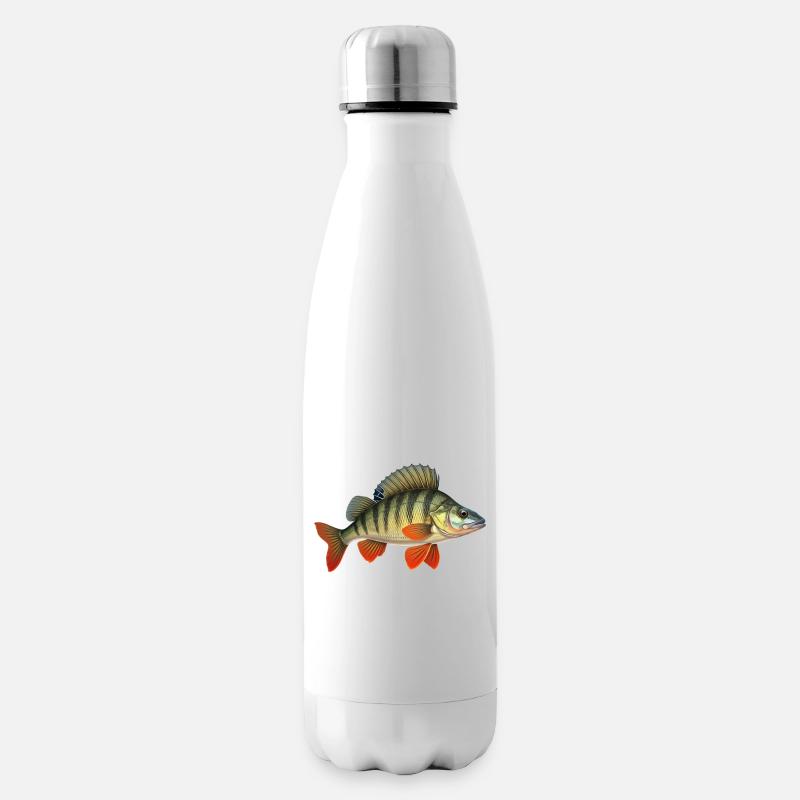 Barsch Flussbarsch Angeln Raubfisch - Isolierflasche - Weiß
