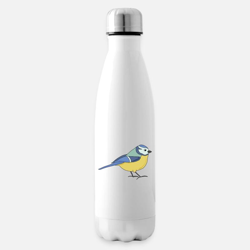 kleine Blaumeise, bunt - Isolierflasche - Weiß