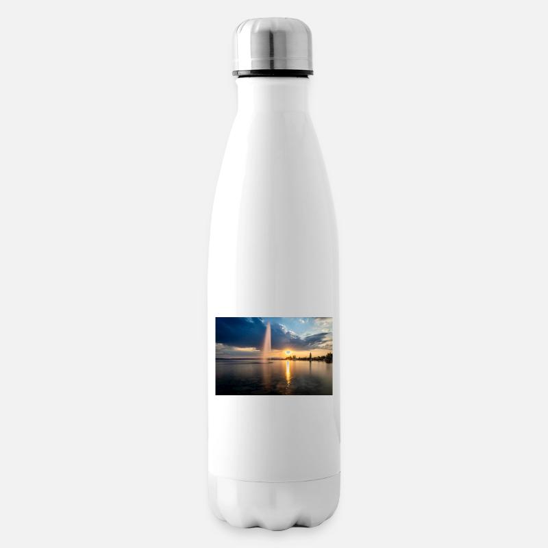 Sonnenuntergangszauber am Zugersee - Isolierflasche - Weiß
