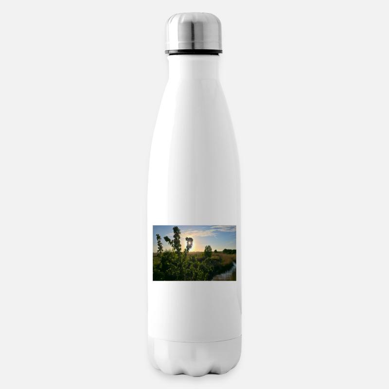 Rogowo wild meadows, sunset, lake - Insulated Water Bottle - white