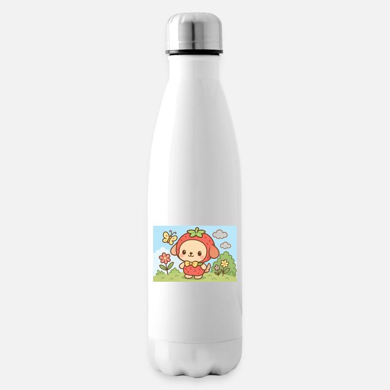 Erdbeer-Hunde-Charakter-Design - Isolierflasche - Weiß
