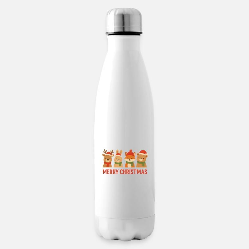 Weihnachts-Tierfreunde-Text - Isolierflasche - Weiß