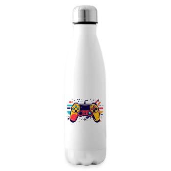Farbiger Spielcontroller Gaming Popkunst Motiv - Isolierflasche - Weiß - Rechts