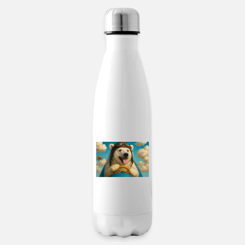 Aviator Dog begibt sich auf ein Abenteuer - Isolierflasche - Weiß