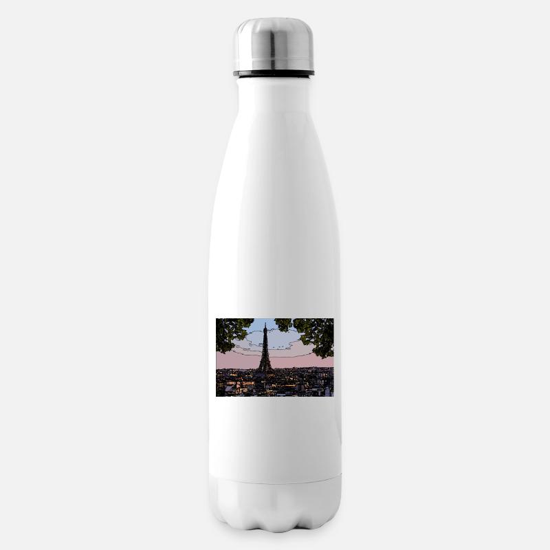 Paris Abendstimmung am Eiffelturm - Isolierflasche - Weiß
