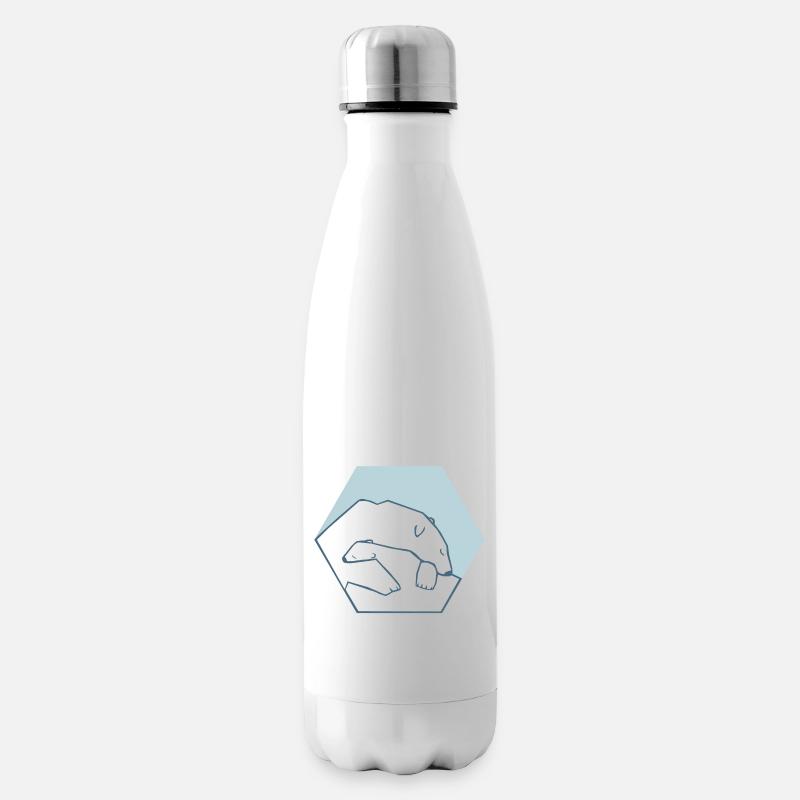 Ours polaire avec bébé - Bouteille isotherme - blanc
