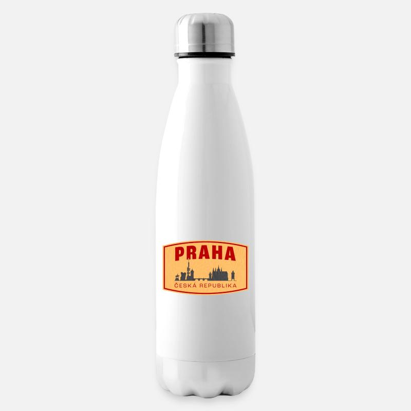 Praha Skyline & ČR Emblem - Isolierflasche - Weiß