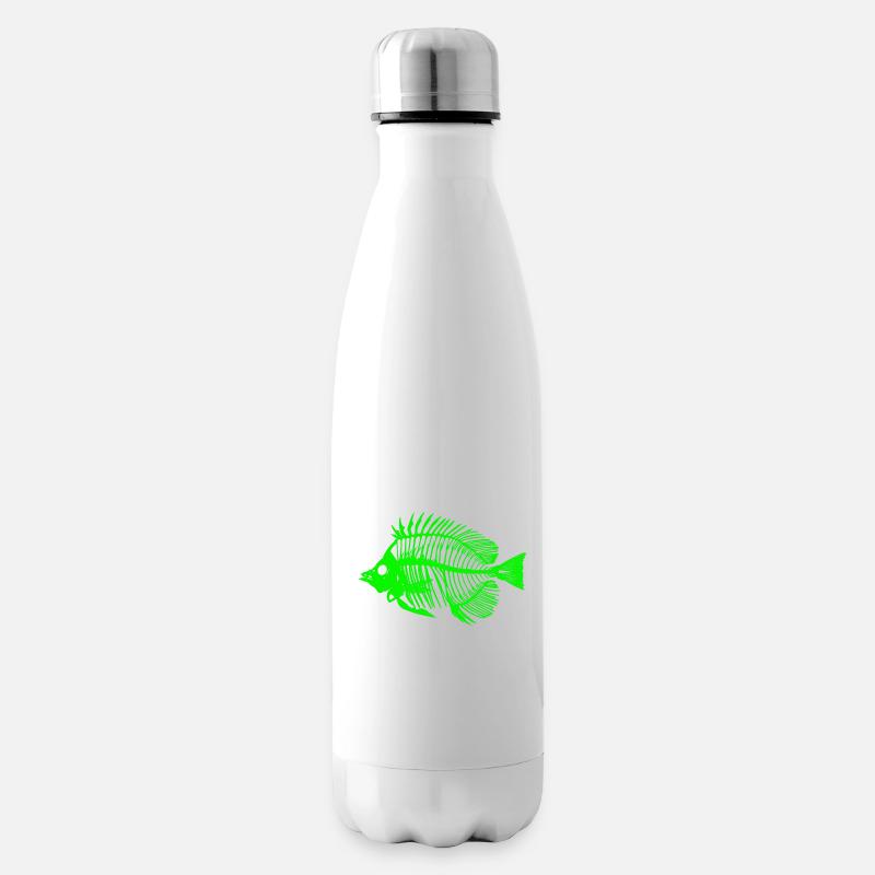Leuchtender Fisch Skeleton Design - Isolierflasche - Weiß