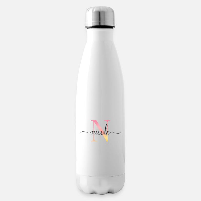 N | Monogramm | Name | Nicole |Watercolor - Isolierflasche - Weiß